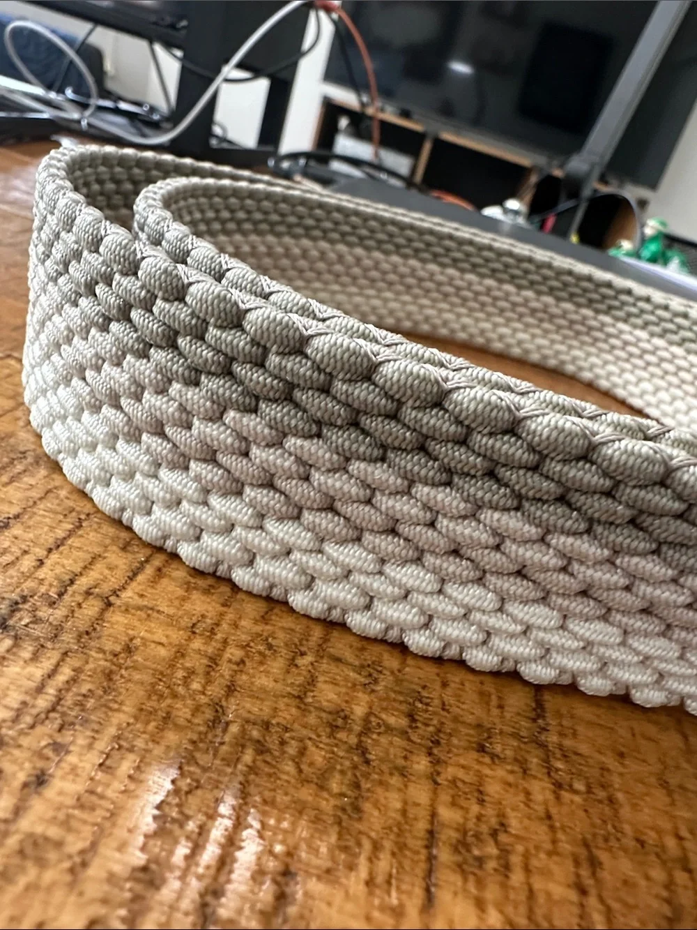Goodfellow & Co Cream Woven Stretch Belt with Silver-Tone Buckle